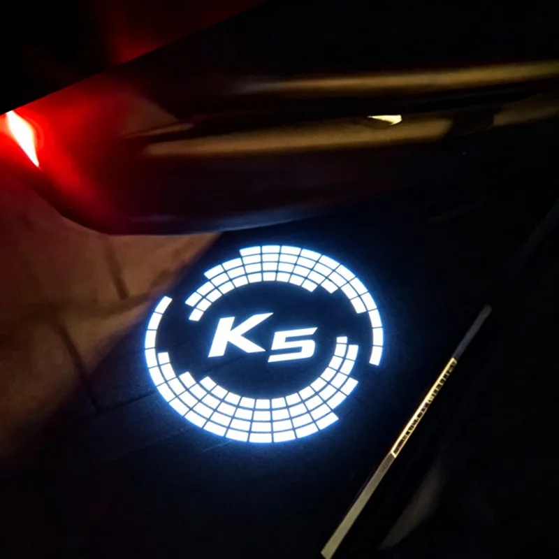 2PCS Car Door Welcome Courtesy Shadow Projector Lamp LED HD Logo Light For KIA K5 First Gen 2011-2016