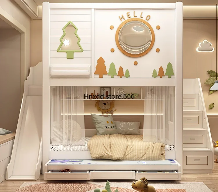 Children's high and low beds bunk each other without disturbing siblings bed small apartment