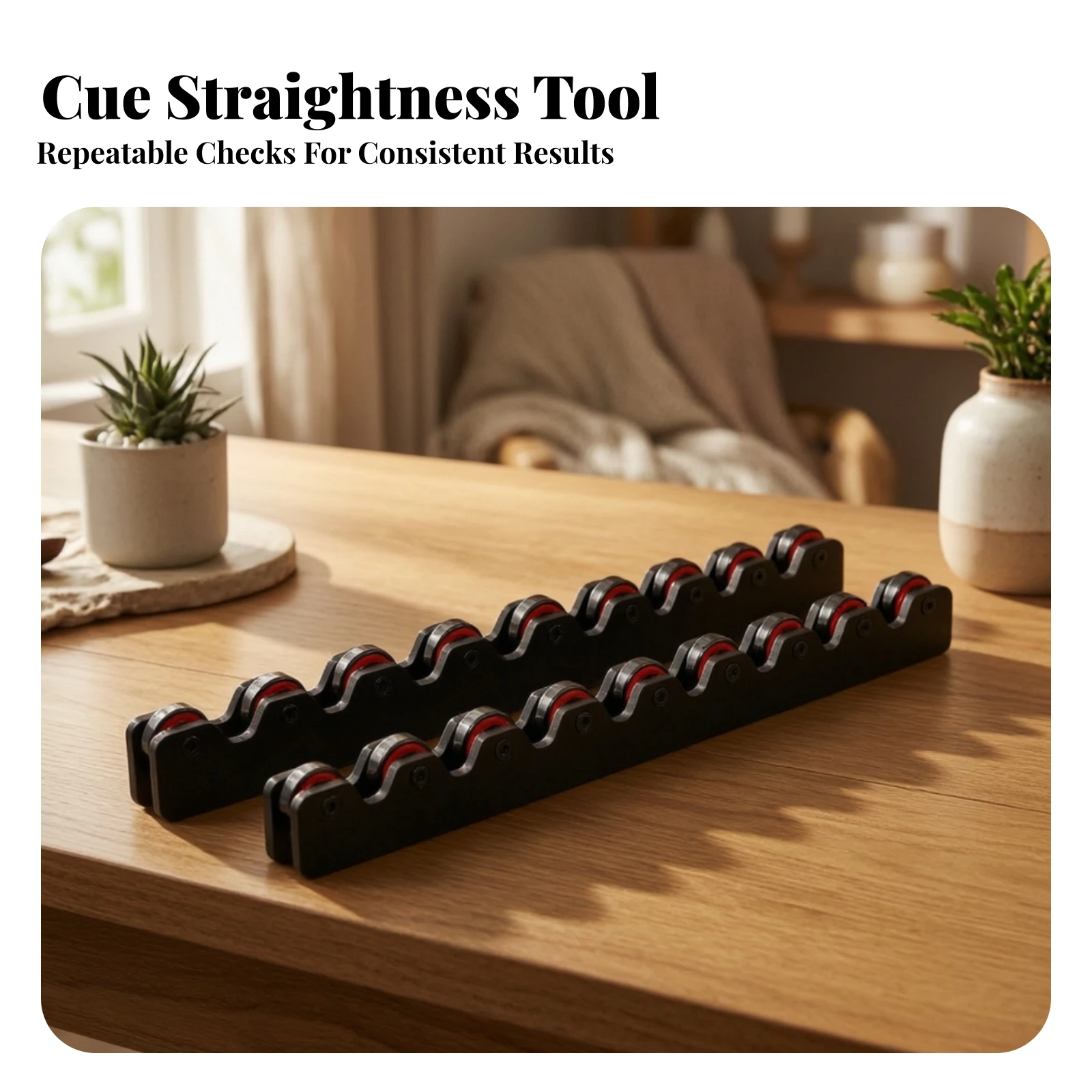 Pool Cue Straightness Checker with Rollers Accurate Billiard Cue Calibration Fixture Accessory Stable Compact for Workshops