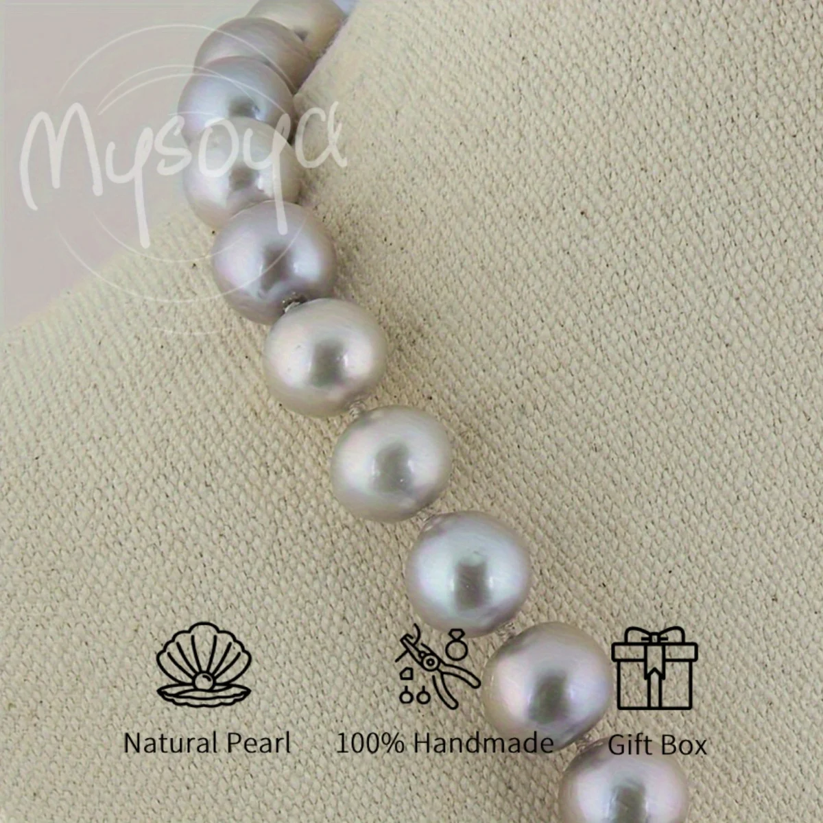 

MYSOYA 10-13 мм серое ожерелье с пресноводным жемчугом Эдисона, серое с подарочной коробкой, идеально подходящее для свадьбы, дня рождения, Рождества, Нового года