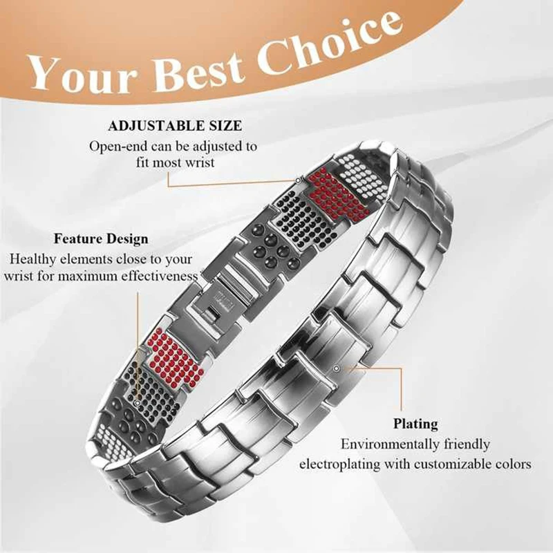 Couple Bracelet Pure Titanium Magnetic Bracelet for Men Silver/Black Color Chain Men Bracelet Hematite Jewelry Gift for Men