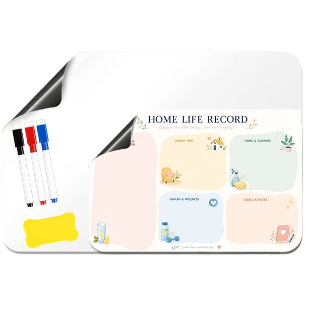 Tableau blanc magnétique effaçable à sec pour réfrigérateur, feuille flexible grand format, aimants pour réfrigérateur, planificateur tableau blanc pour la maison, la cuisine et le bureau