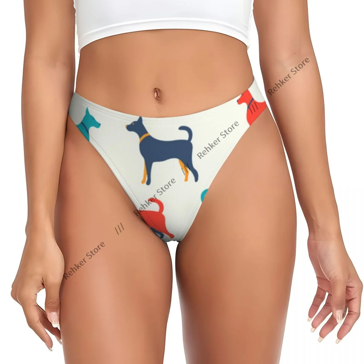 Sexy G-string Thongs Women Panties Contemporary Colorful Of Pet Contours In Retro Style Print Underwear Lingerie Tanga