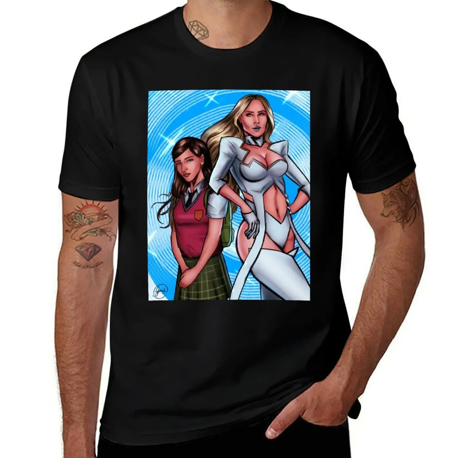 

Before and After X : Emma Frost T-Shirt Short sleeve tee anime stuff plus size clothes vintage t shirts t shirts for men