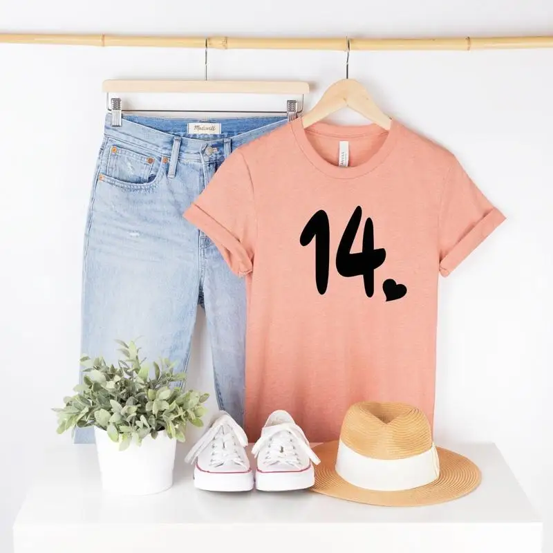 

14Th Birthday T Shirt Hello Fourteen For Girl Party 14 Years Happy