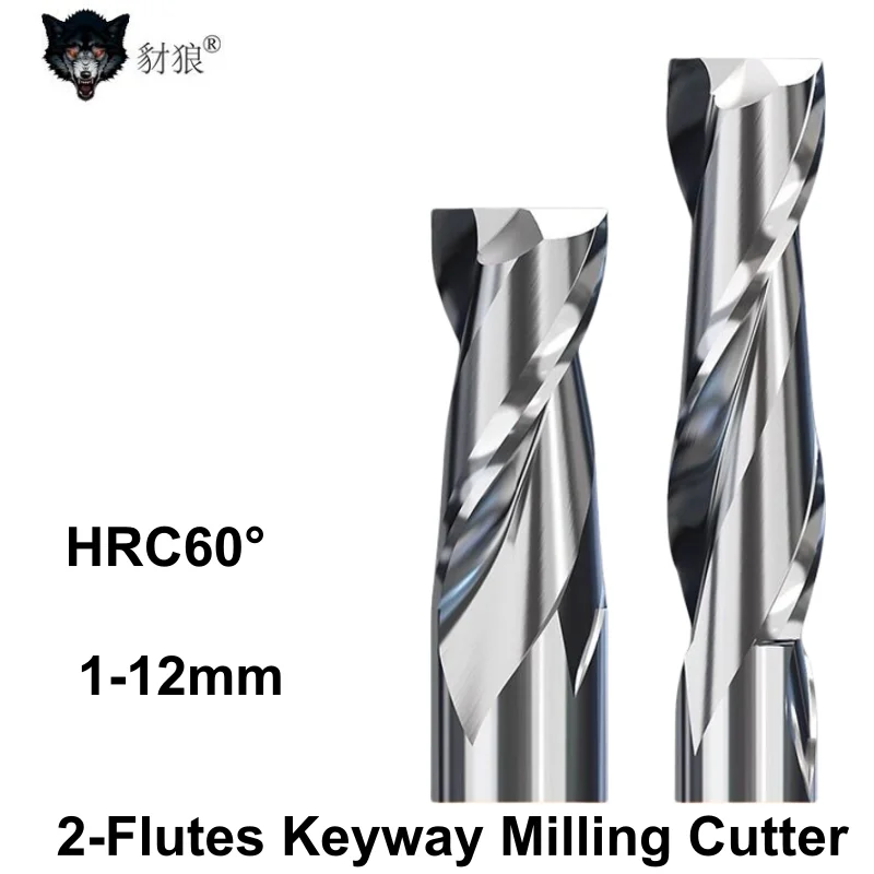 

HRC60° Tungsten Steel Carbide Keyway Milling Cutter 2-Flutes Flat End Mill For Wood CNC Machining Aluminum Steel 1-12mm