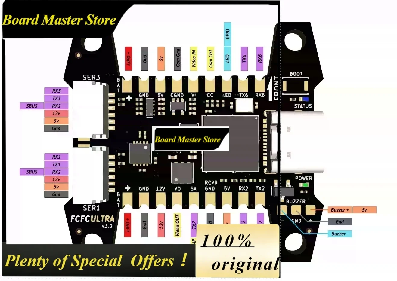 BoMaSKISS ULTRA V3 Flight Controller For FPV Racing Drone Size:30.5x30.5mm