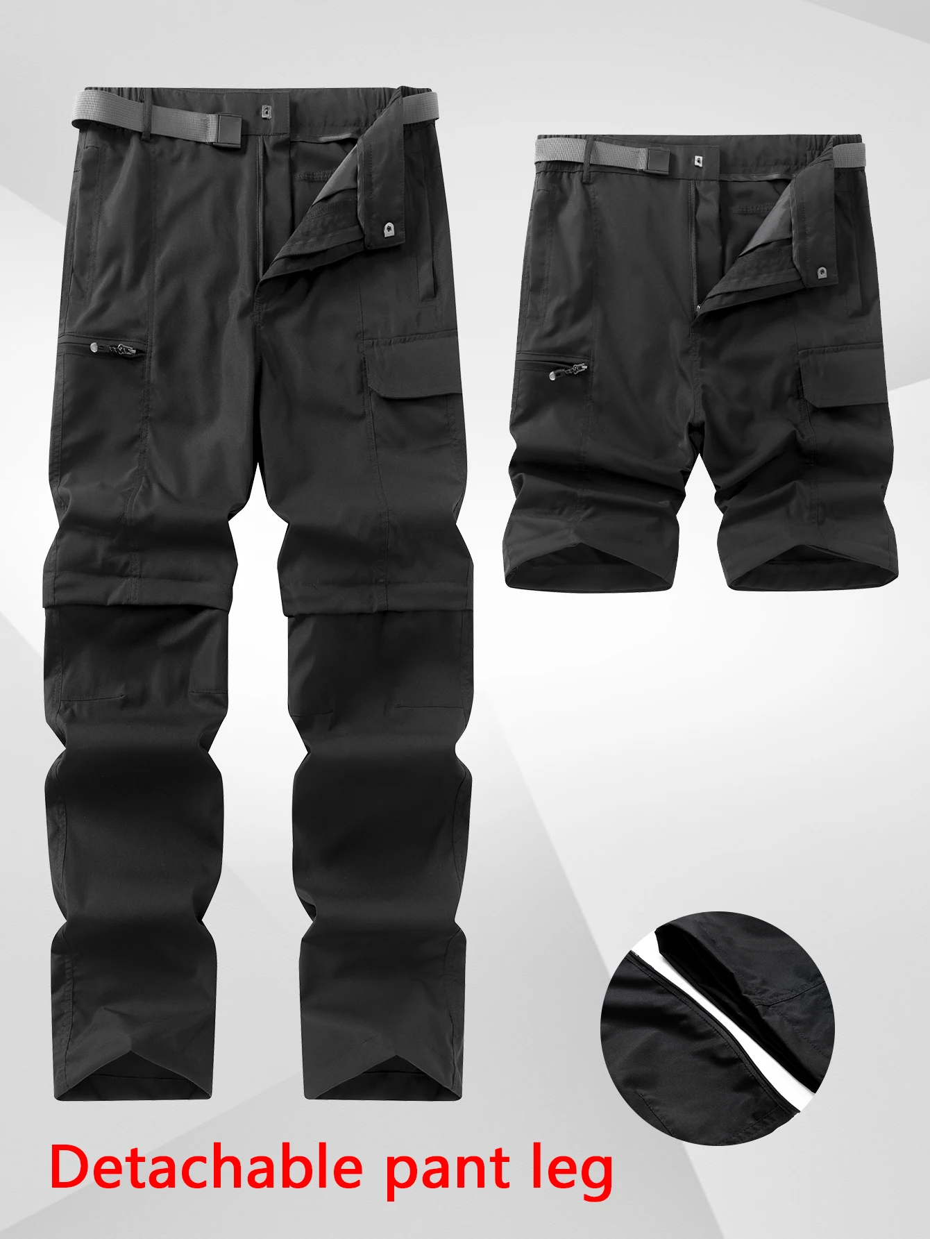 

Мужские съемные брюки-карго 2-в-1 на весну и осень — дышащие уличные походные брюки, прочная повседневная одежда с бесплатным бонусным поясом