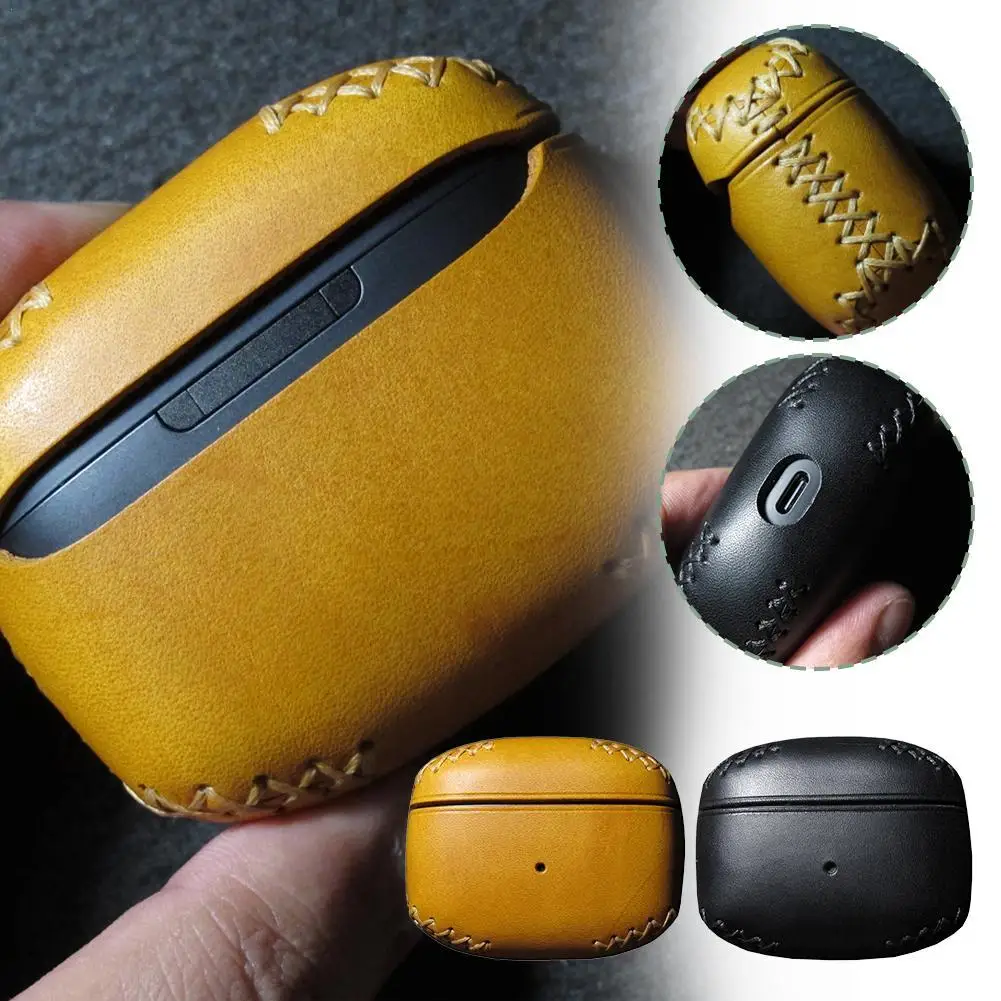 FOR B&W PI8 Protective Case Leather Case Handmade Leather Case Leather Plant Tanned Leather PU Earphone Protective Case