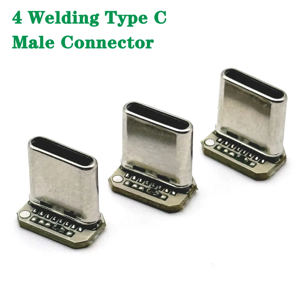 

1/10Pcs USB 3.1 Type C Vertical Patch Board 16pin 4 Welding Wire Data Band PCB USB Board Male Head 16P Usb C Connector