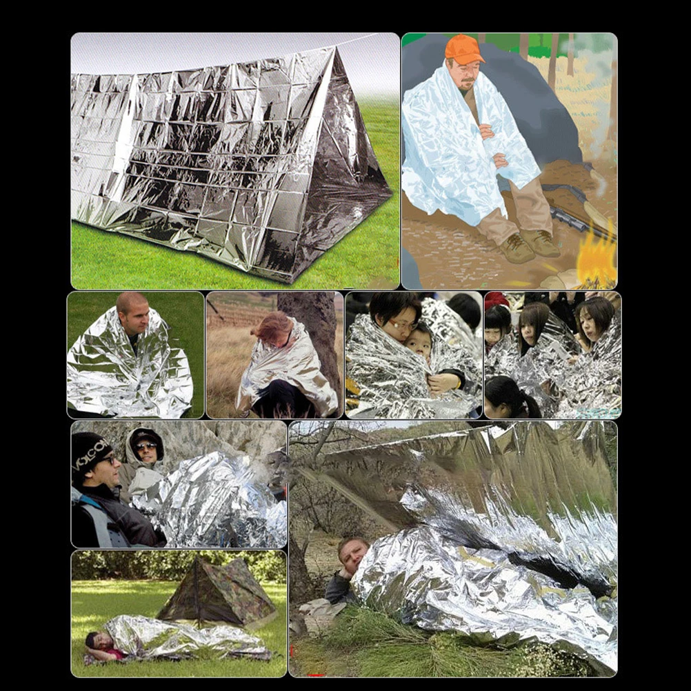 Tienda plegable de emergencia para dos personas, tubo de supervivencia térmica, saco de dormir de papel de aluminio, Camping y senderismo