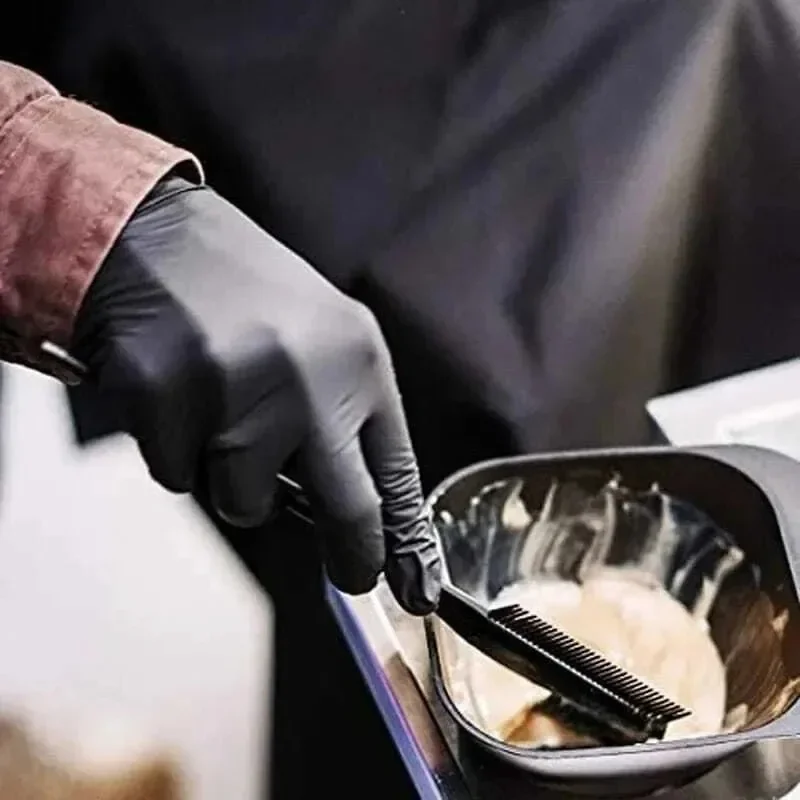 

50PCS Black Nitrile Gloves Thickened Disposable Gloves for Cleaning Hairdressing Waterproof Dishwashing Tattoo Gloves