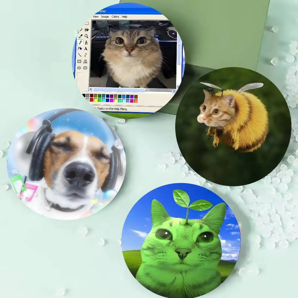 Millennium Y2k Funny Meme Cat Dog Badge Pins, Cute Weird Animal Brooch, Aesthetic Meme Pin for Backpack Clothing Decoration Gift