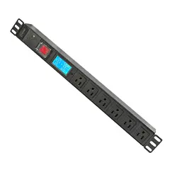 19 Inch Metered PDU Rack Mount Power Distribution Units 110-250V 15A1U 6 NEMA 5-15R C13 Outlets Surge Protector PDU OLED Screen
