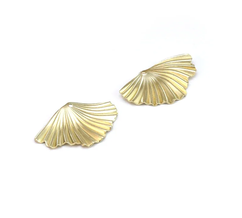 20pcs Textured Leaf Pendant, Brass Shell Earring Charms, Jewelry Making, Earring Findings, Necklace Pendant, 31x20.7mm - R2736