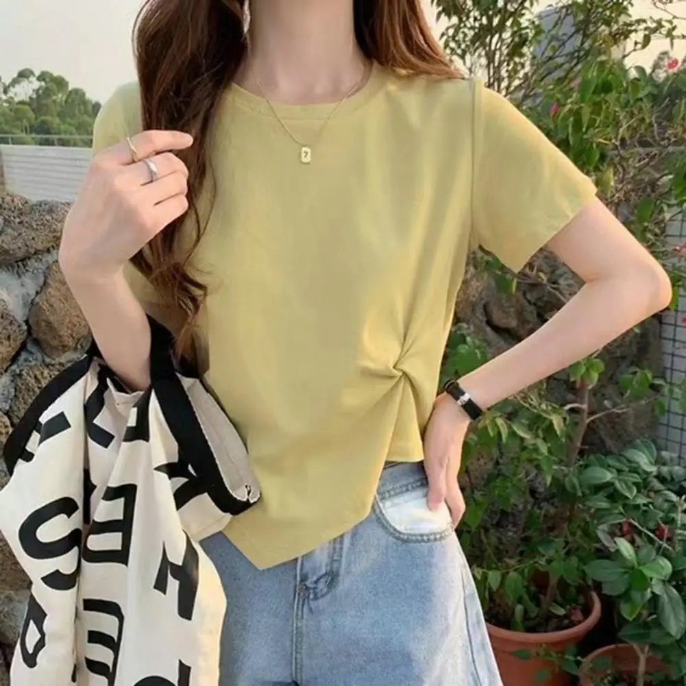 

Lady Summer T-shirt Short Sleeves Women Crop Top Quick Dry Women Crop Top