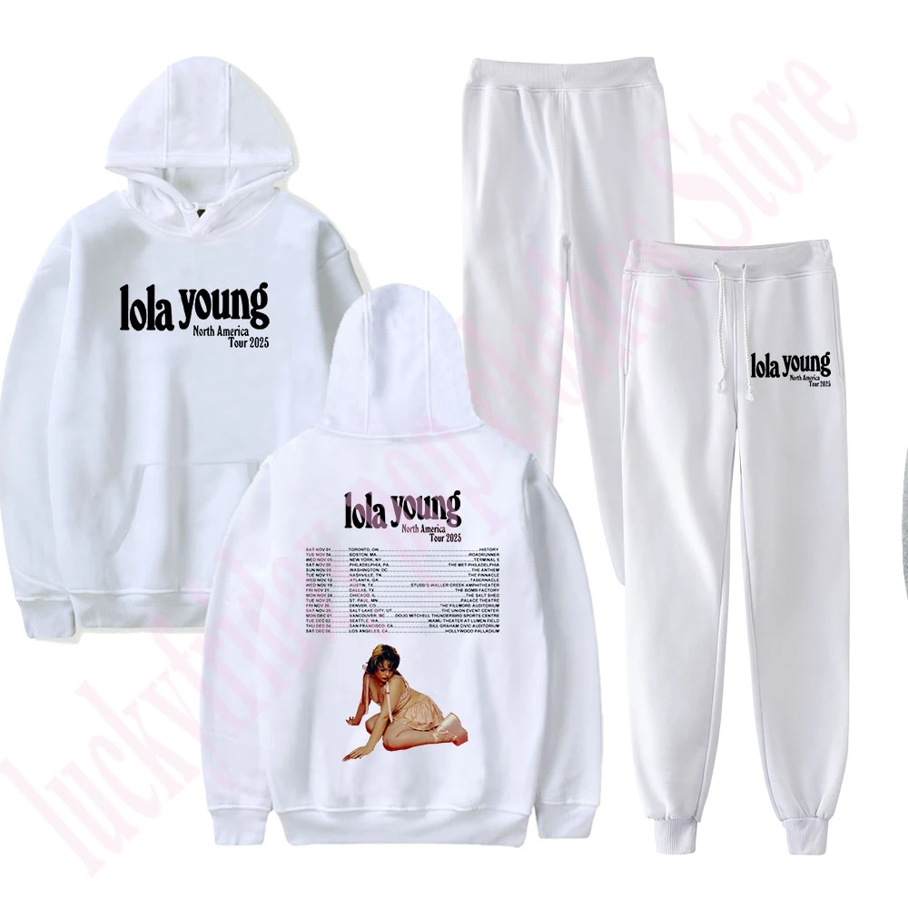Lola Young Tour 2025 Merch Conjunto de sudaderas con capucha y sudaderas con estampado pop Ropa de calle informal unisex