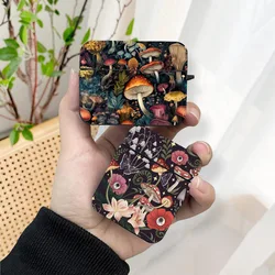 Floral Mushroom AirPods Case Black Wireless Bluetooth Earphone Case for Apple Airpods 1 2 3 Pro 2 Protective Case