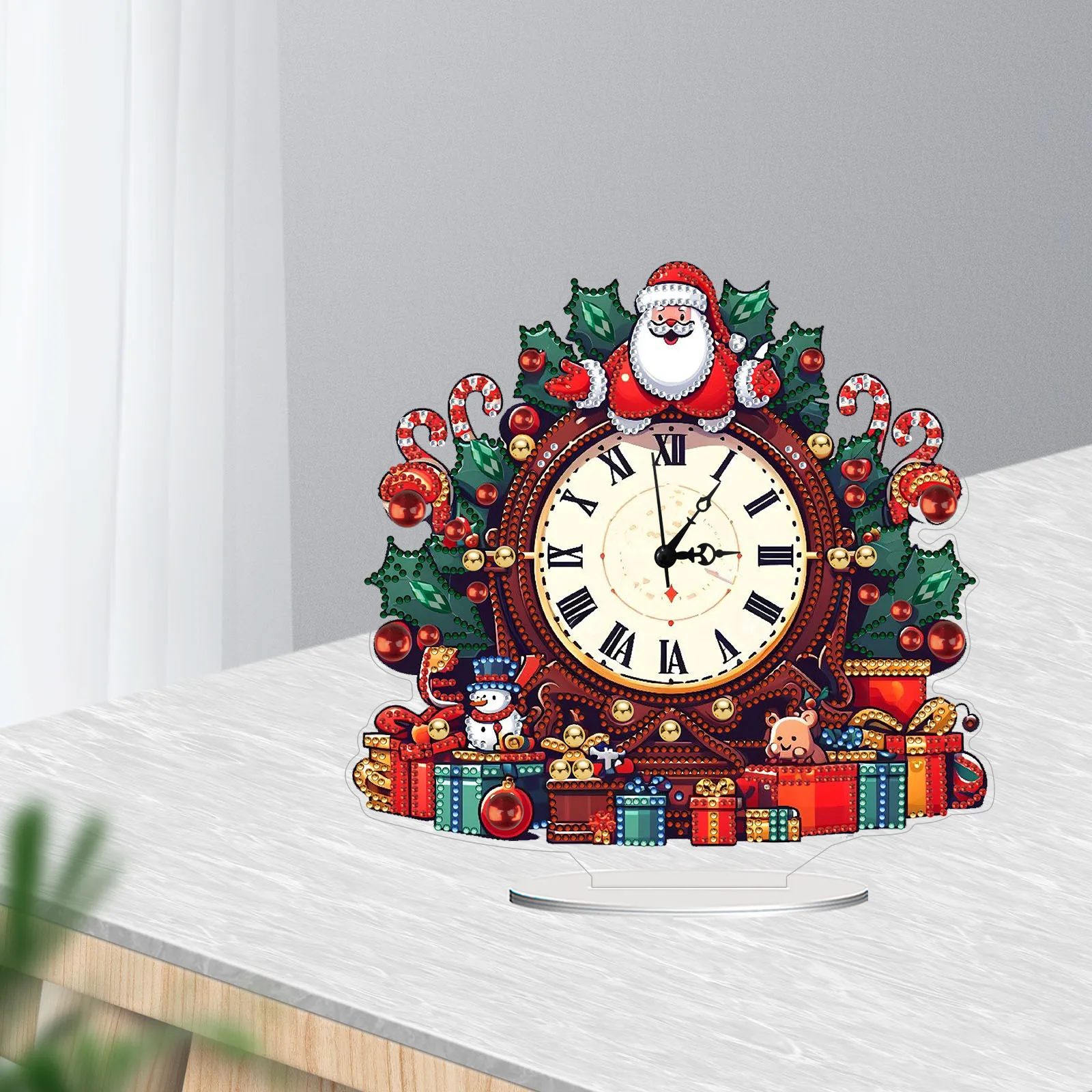 HOMFUN 5D DIY Special Shape Diamond Painting Desk Ornament Handmade Clock Kit Santa Claus Embroidery Home Decor Christmas Gift - view 2