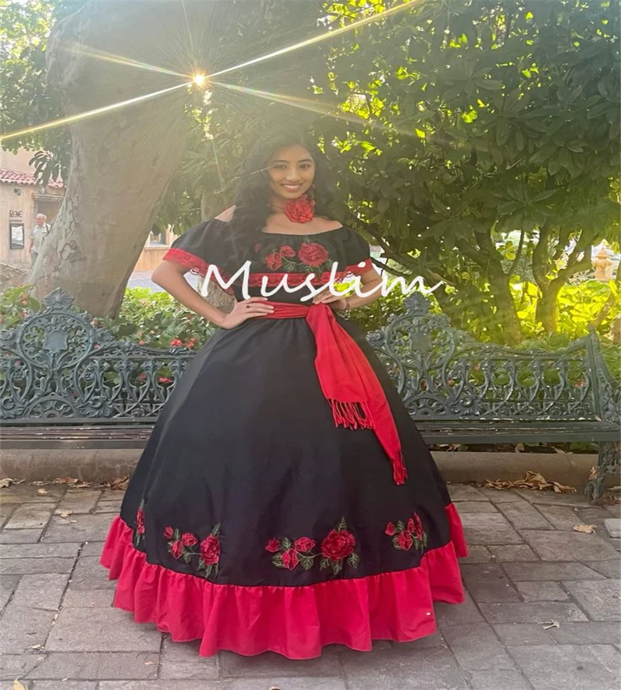 

Traditional Mexican Black Prom Dress Jancember Vestidos De 15 Quinceañera Victorian Gothic Costume Masquerade Party Customized