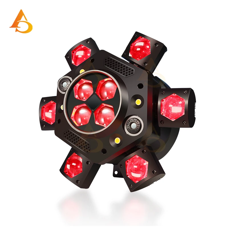 

DMX 10X10W 6 Head Moving Head Beam Light RGB Laser Strobe Light DMX Stage Light RGB Beam Light Rotating Disco Party Bar