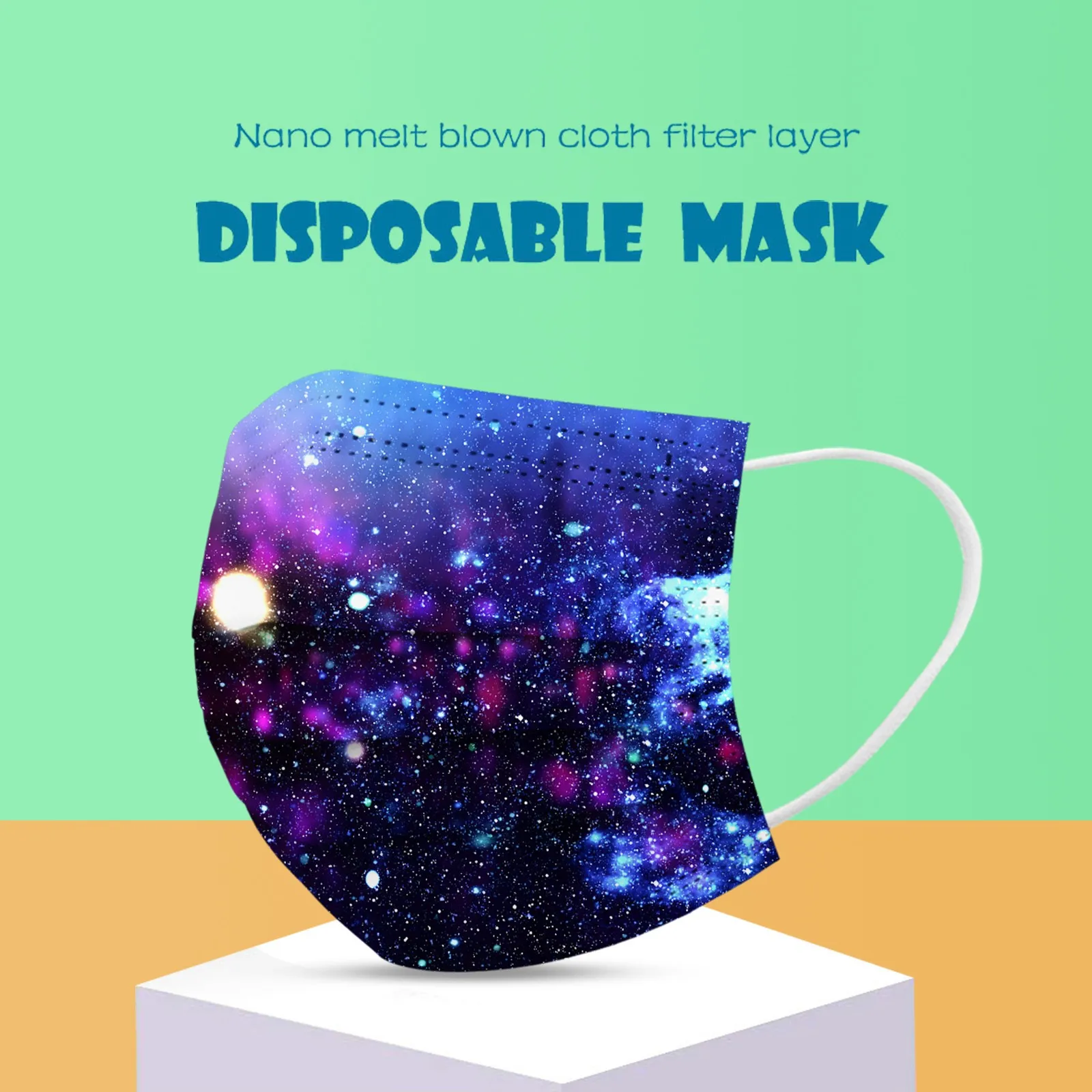 مختلط اللون 50 قطعة قناع واقٍ يومي يمكن التخلص منه قناع الكبار السماء المرصعة بالنجوم الأرجواني الحرم الجامعي خارج التسوق التنقل الحماية اليومية #3