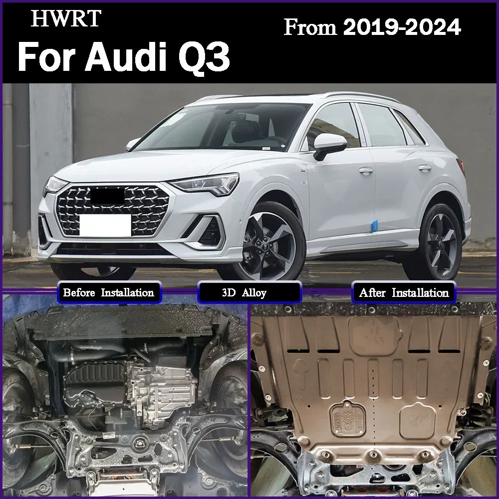 

Engine Guard Board Splash Shield Mud Fender Plate Cover Black Car Mudflap Mudapron Mudguard For Audi Q3 2019 - 2024 1.4T 2.0T