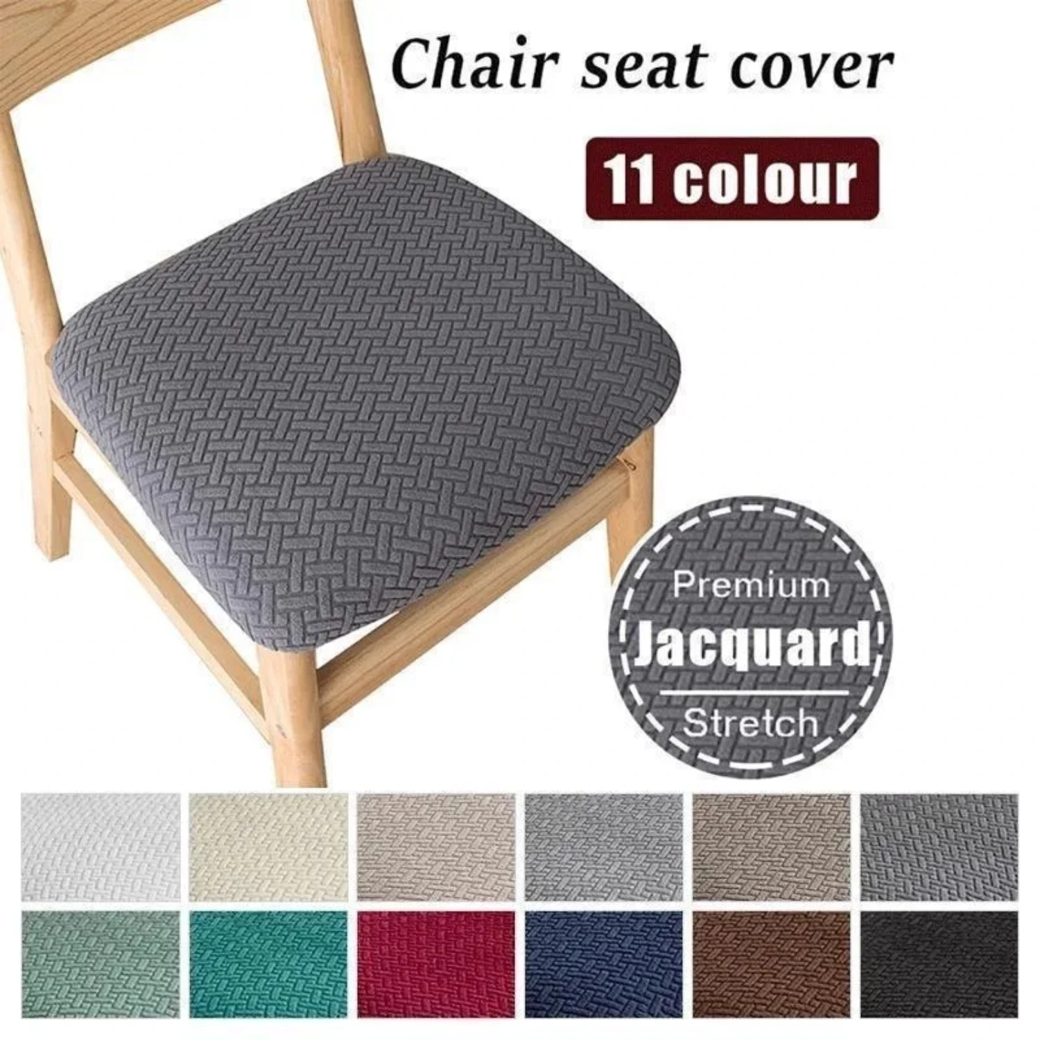 1pc Jacquard Stretch Chair Seat Cover Removable Anti-dirty Seat Cushion Slipcover   Dining Room Wedding Banquet