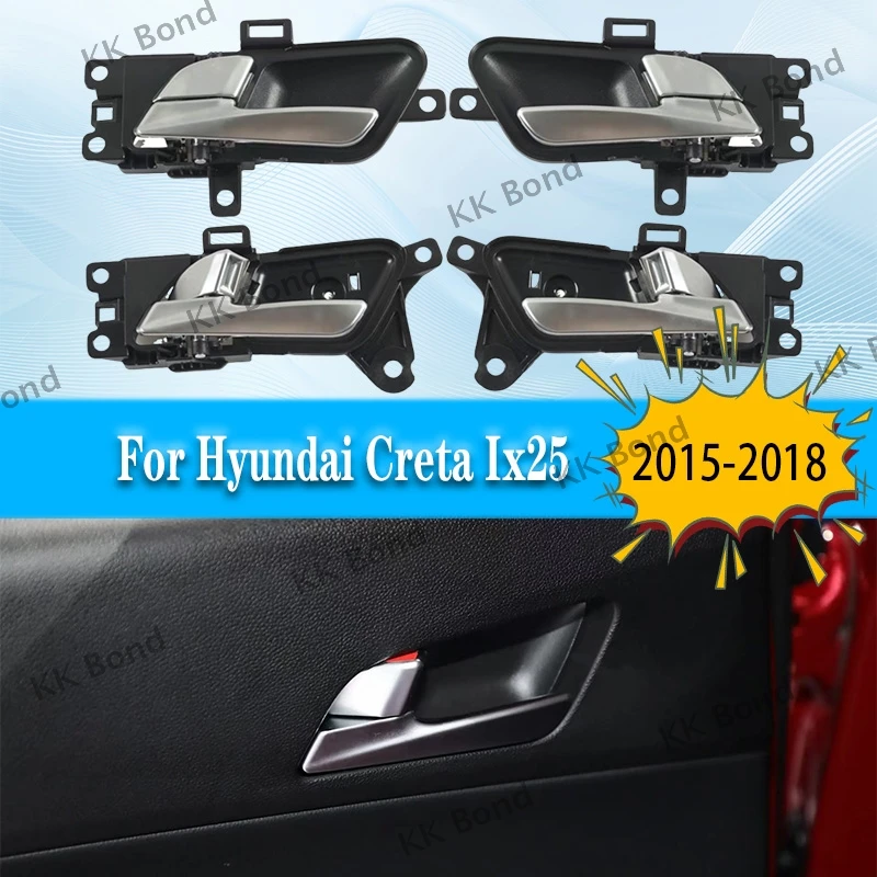 

4PCS Silvery Car Left Right Interior Door Handle For Hyundai Creta Ix25 2015 2016 2017 2018 82610-A0010 82620-A0010