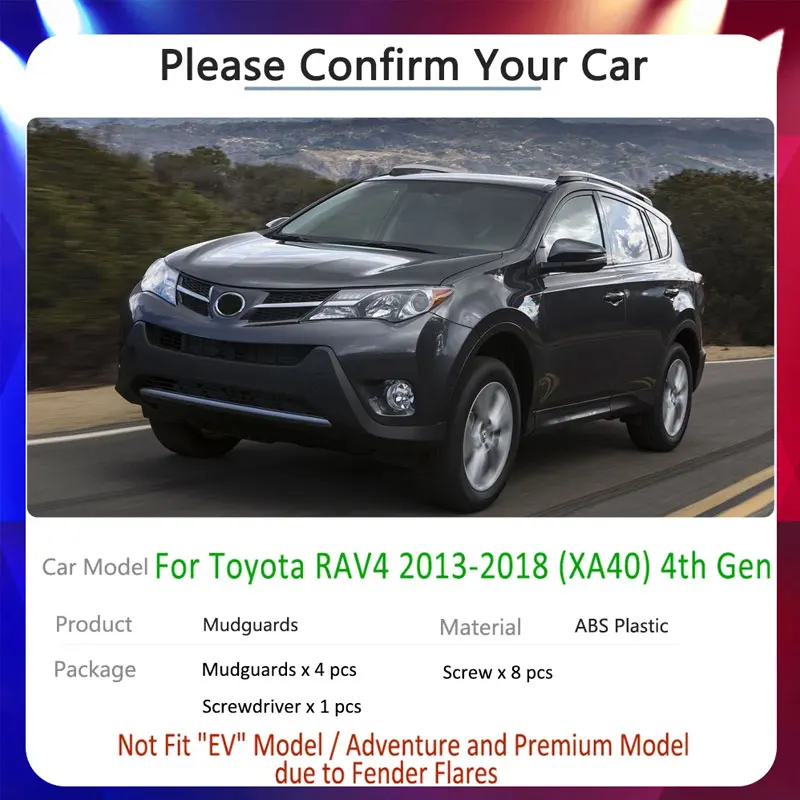 For Toyota RAV4 RAV 4 XA40 40 2013~2018 Car Mud Flap Guard 2014 2015 2016 2017 Tire Fender Guard Mudflaps Mudguards Accessories