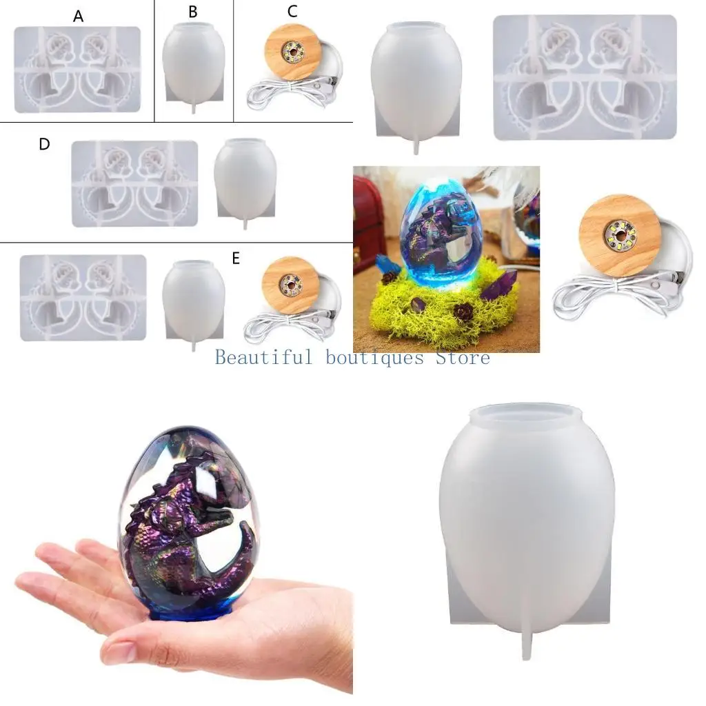

U4LF силиконовые формы в форме яйца для смолы, форма для яиц динозавра, светодиодные кристаллические формы из смолы