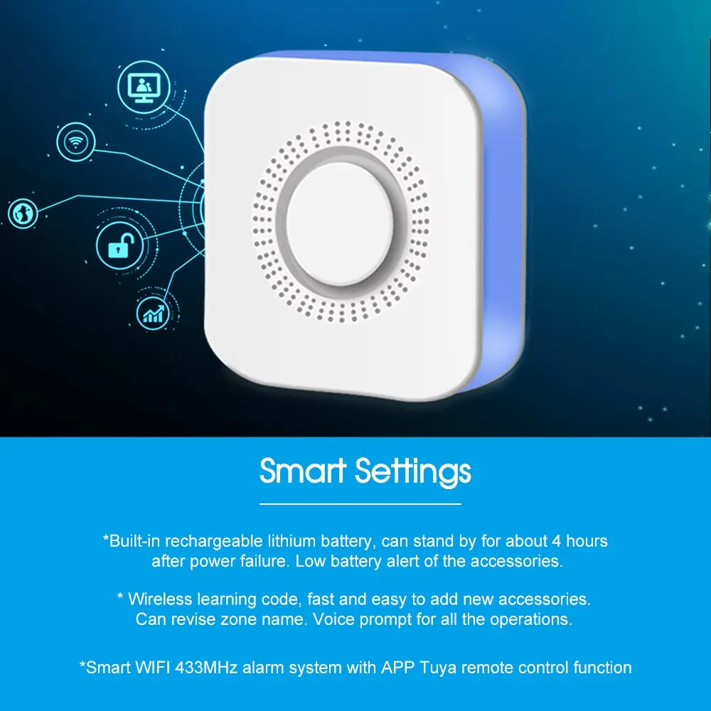 ONENUO Tuya WiFi sistema di allarme Smart Home Security Protection Kit di allarme accessori Wireless Alexa Voice Control Smart Life APP