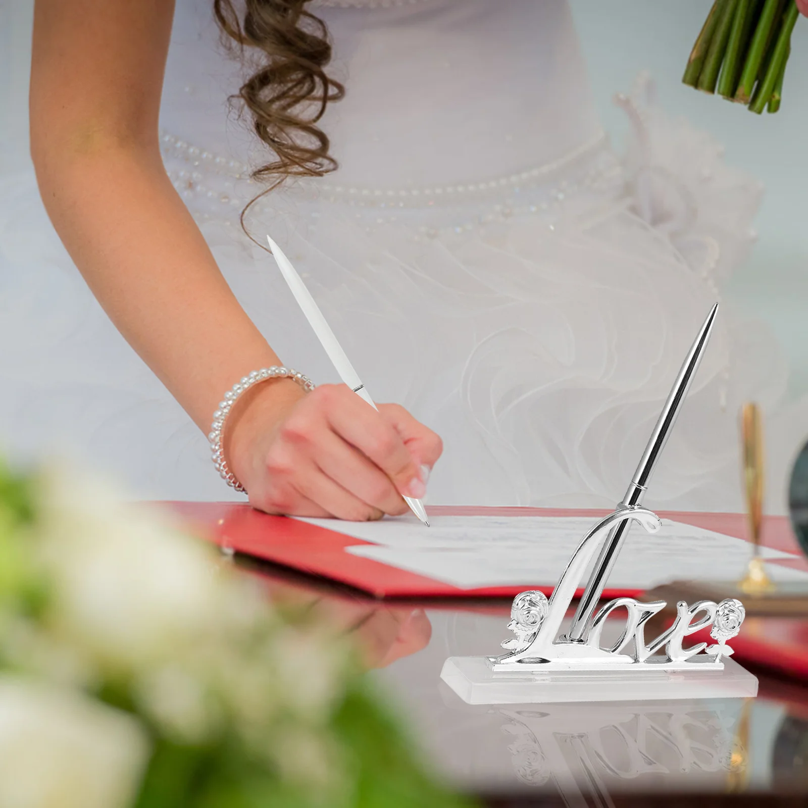 

Wedding Guest Book Signing Ballpoint Metal Holder Romantic Pen Wedding Scrapbook Certificate Guest