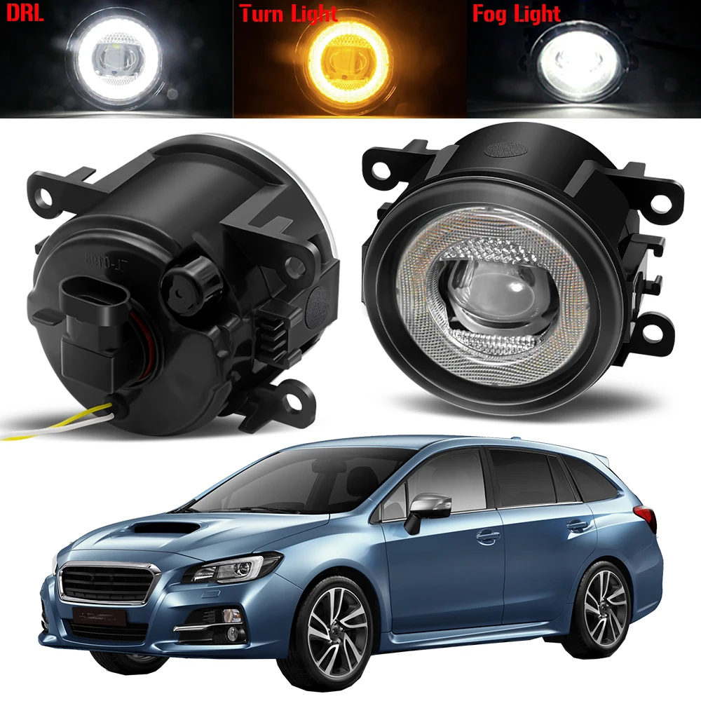 

3IN1 Design Car LED Fog Light Assembly 30W 8000LM Angel Eye Fog Turn Signal Daytime Running Lamp DRL For Subaru Levorg 2014-2019