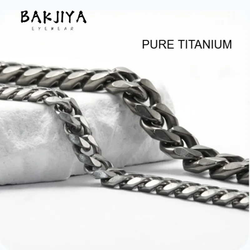 

TA1 Pure Titanium Twist Chain Grind Six Sides 7mm Wide Necklace Cuban Link Chain, Hypoallergenic Jewelry, Perfect Gift for Men