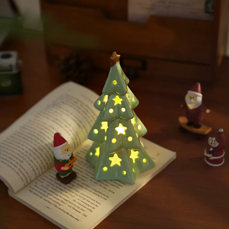 Ceramic Stars Christmas Tree Night Light Decorative Ornaments Birthday Gifts Christmas Decoration Gifts Home Deco Accessories