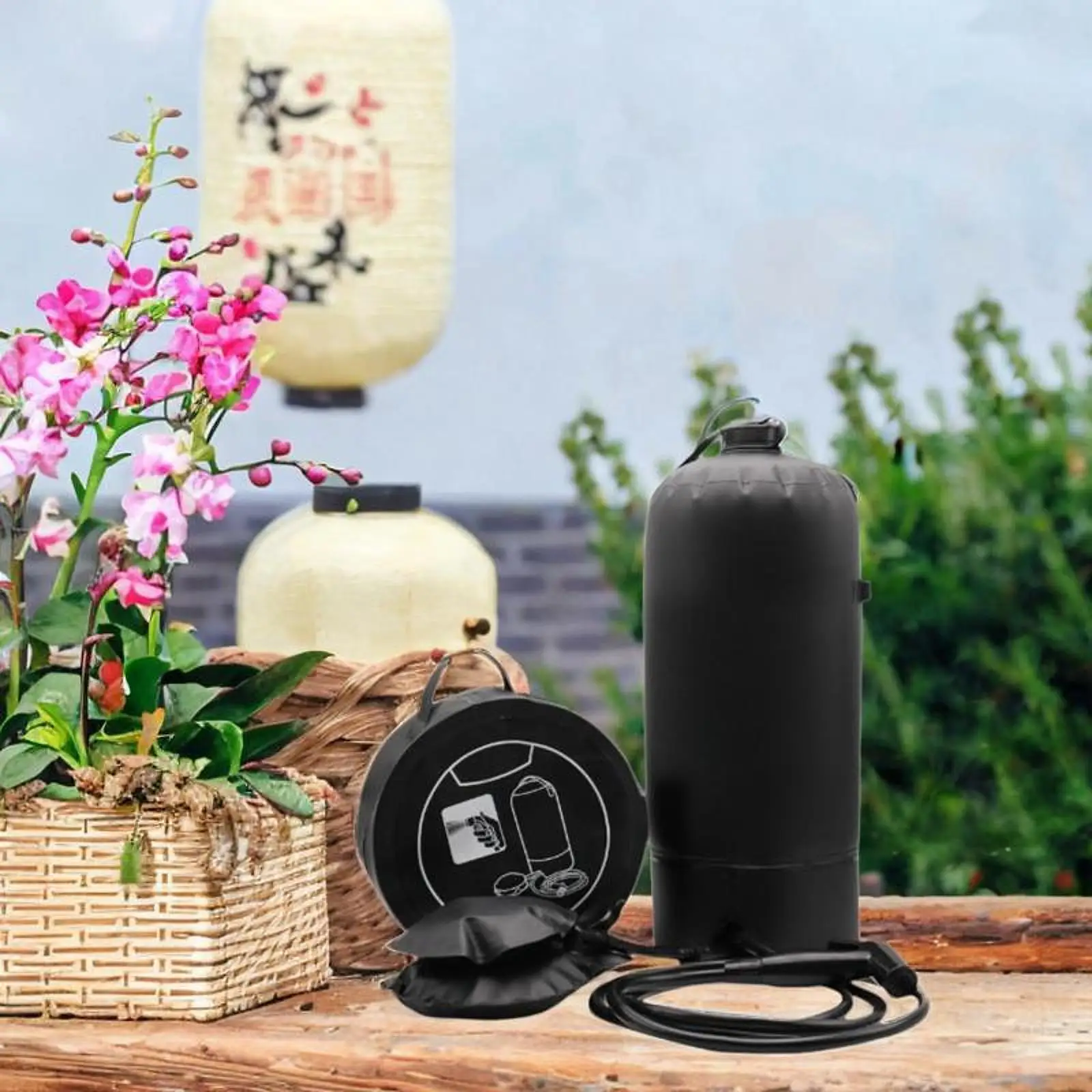 حقيبة استحمام للتخييم خفيفة الوزن ومدمجة وسريعة التضخم مع خرطوم دش محمول 11 لتر لصيد الحديقة ورحلة الصيد والسفر