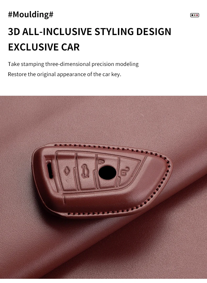 Auto-Schlüsselanhänger für BMW 1er 3er 5er 7er Serie X1 X3 X4 X5 X6 F15 F16 G01 G02 G05 F10 F20 F30 F34 G07 G20 G30 Leder-Autoschlüsselhülle – Detail 7