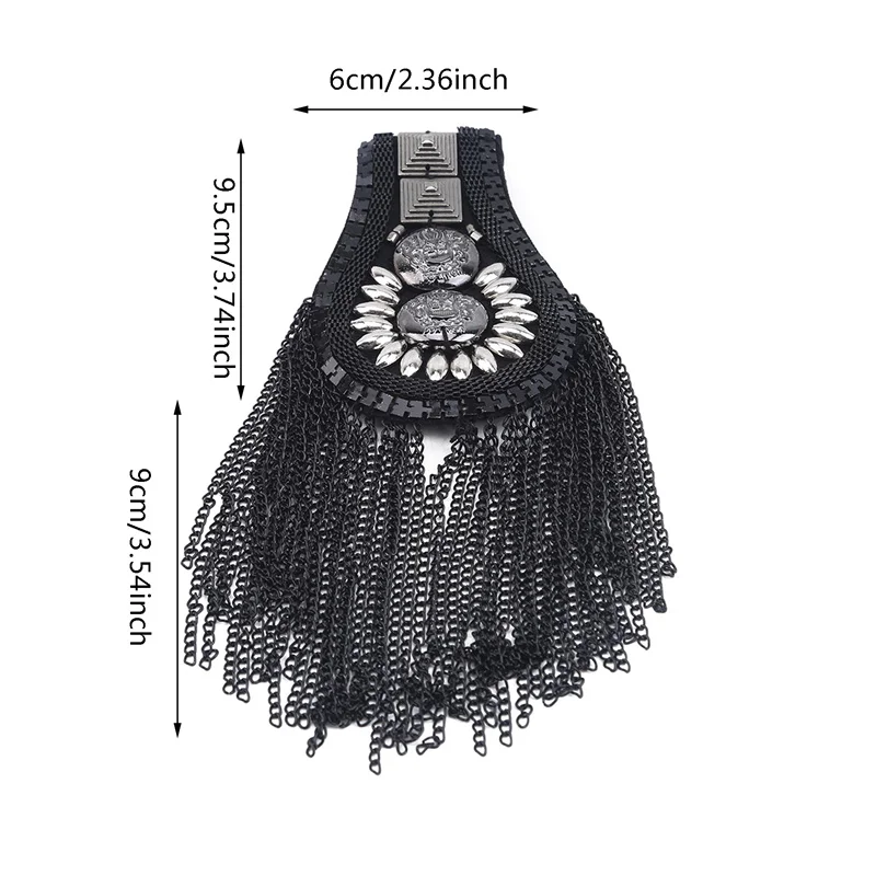 British Style Handmade Shoulder Jewelry Tassel Rhinestones Epaulettes Clothing Accessories Brooch Epaulet Shoulder Brooches