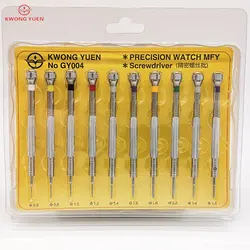 KWONG YUEN Watch tools 10 plastic box set screwdriver professional repair table tools screwdriver repair 0.6-2.0mm