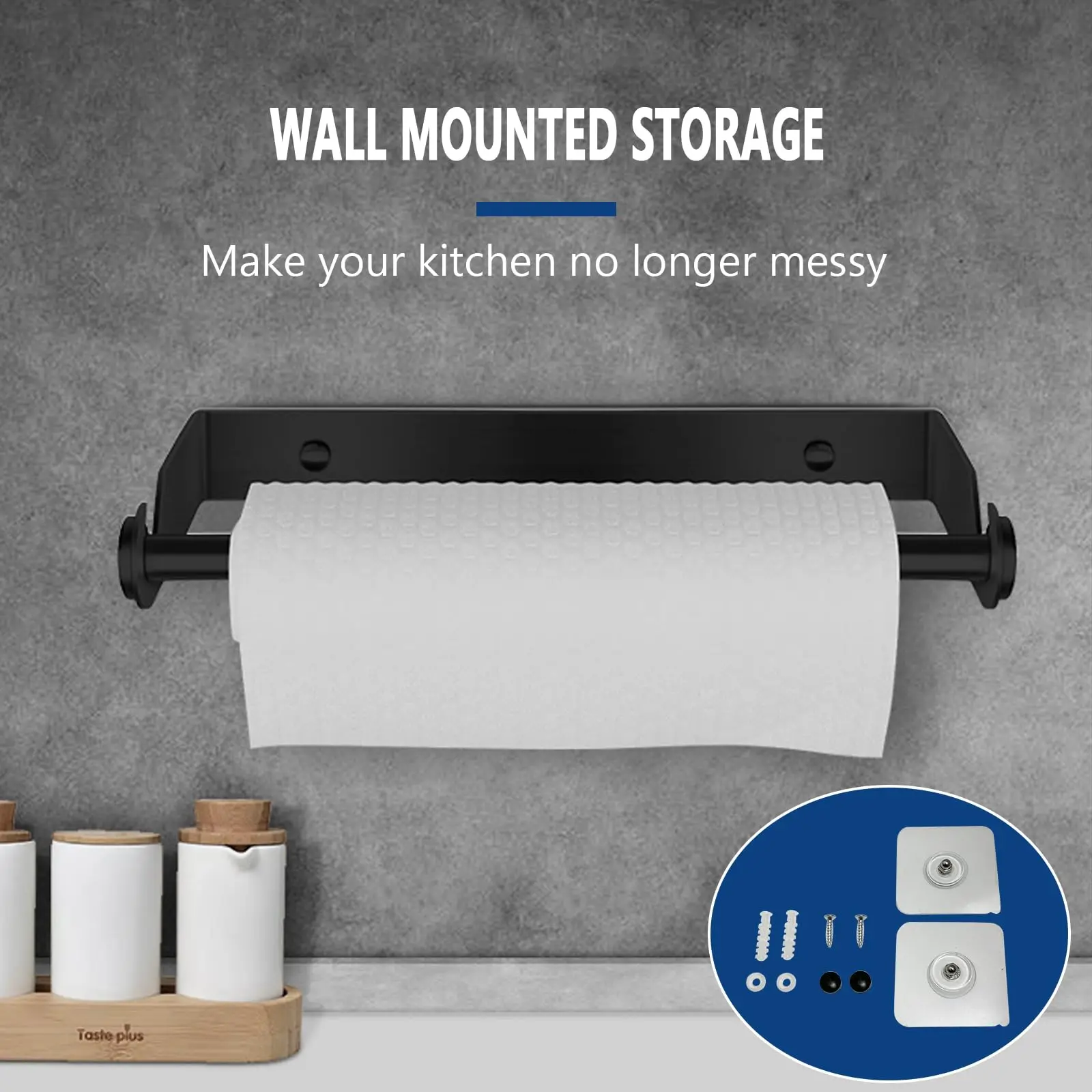 Paper Towel Holder Heavy Duty Multi-Function Stainless Steel Paper Roll Hanger Wall Mounted Roll Paper Stand Under Cabinet