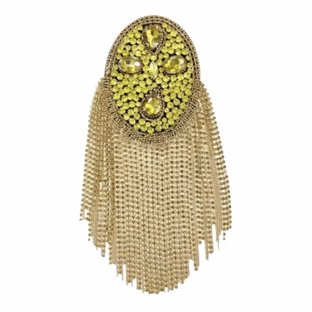 Alloy Tassel Epaulettes Decorative Shiny Shoulder Board Reinforced Stitching Hidden Safety Pins Shoulder Mark Theatrical Cosplay