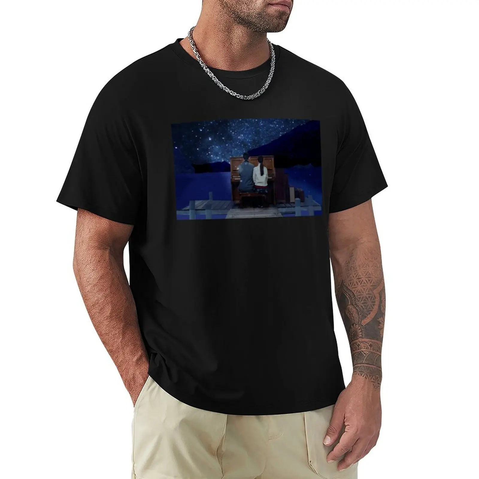 

Crash Landing on You: Song for the Stars T-Shirt Basic Plain Tee for Spring and Summer