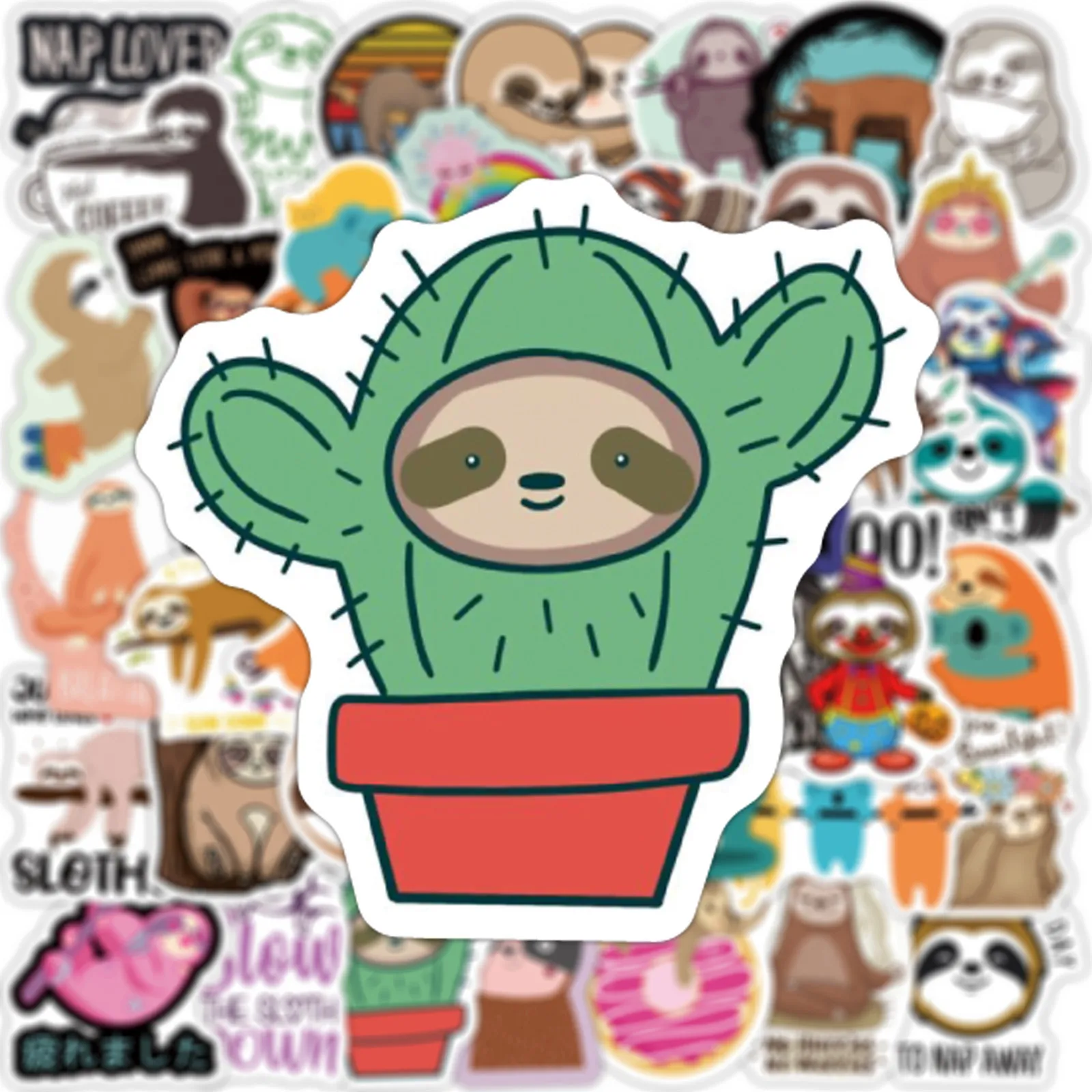 50Pcs Cartoon Cute Sloth Series Graffiti Stickers Suitable for Laptop Helmets Desktop Decoration DIY Stickers Toys Wholesale