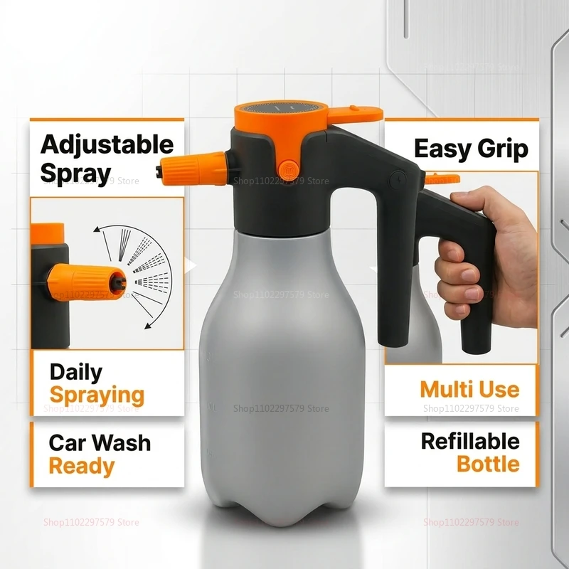 2L Electric Watering Can Adjustable Nozzle Non-Slip Handle Gardening Sprayer Rechargeable Household Handle Watering Kettle