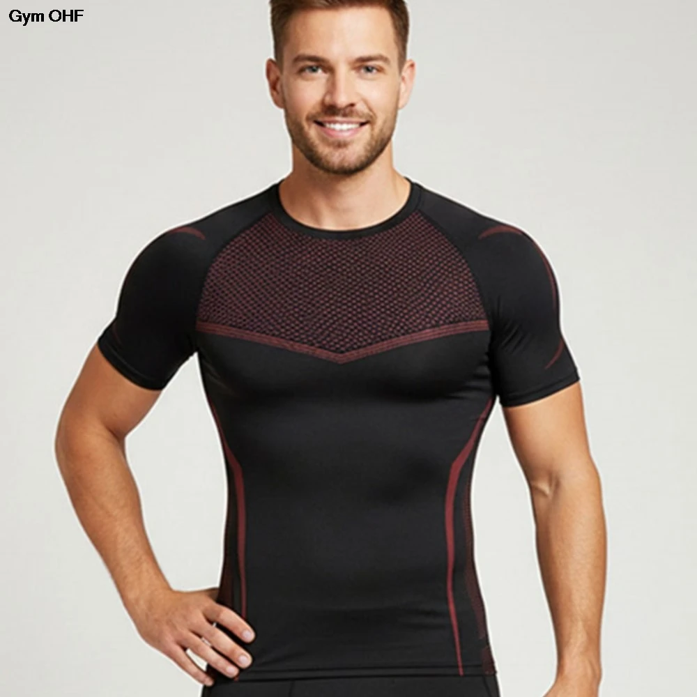 Men's Compression Short Sleeve T-Shirt Tribal Print Workout Tops Breathable Quick Dry Athletic Base Layer For Gym Training Tops