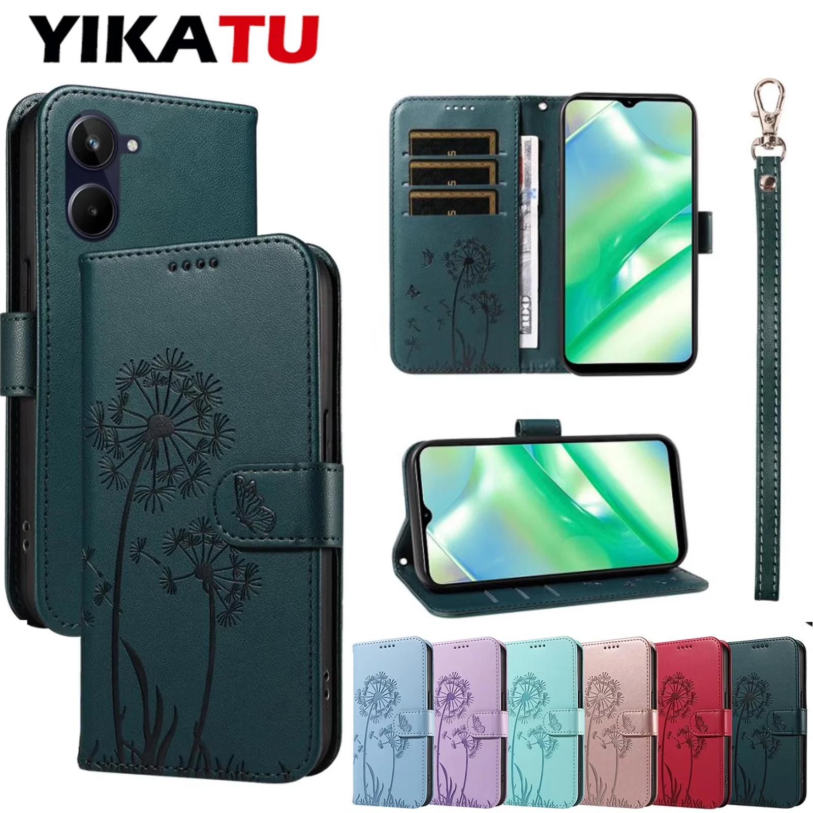 

For OPPO Realme V60 Pro C75 C67 C65 C63 C61 4G C53 C55 C35 C33 C31 C30 C25 C21 C20 C15 C12 9i 9 Plus 8i 8 60 Wallet Leather Case