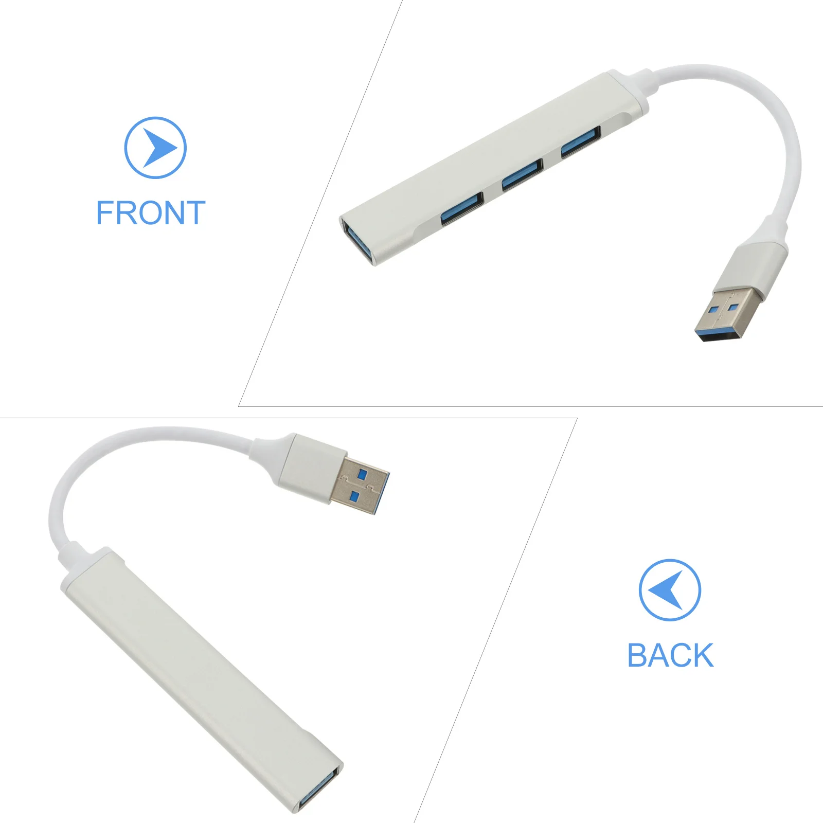 1 peça usb3.0 hub de liga de alumínio divisor de expansão multiportas portátil laptop escritório hub de dados divisor de extensão usb