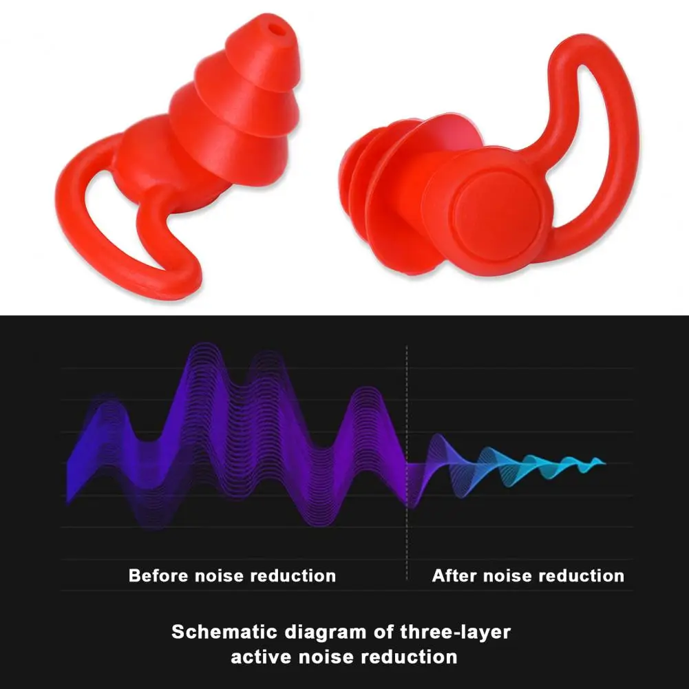 

Swimming Earplugs 1 Pair Stylish Anti-slip Design Reusable Concert Swimming Noise Reduction Earplugs Extra Accessories