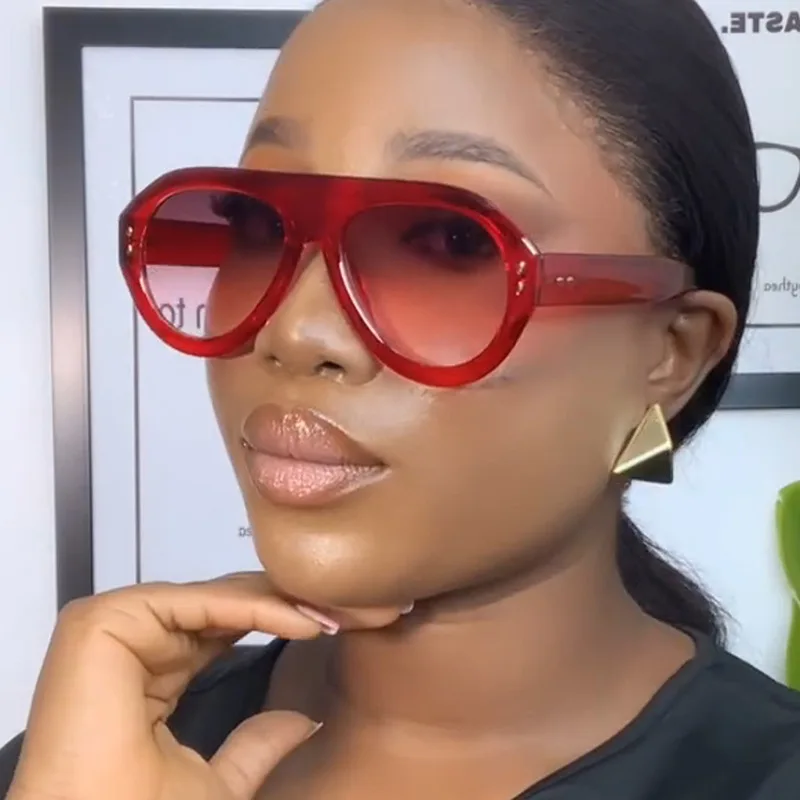 JNPCXI المتضخم Ins شعبية موضة الطيار النساء النظارات الشمسية الرجعية الأحمر ظلال UV400 الرجال تتجه واسعة الساقين نظارات شمسية #3